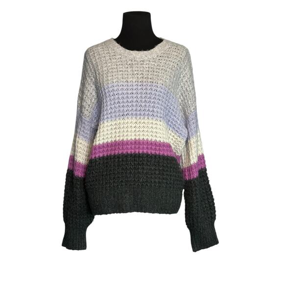 Universal Thread Purple Lilac Grey Striped Waffle Knit Sweater Size XS - Picture 10 of 11